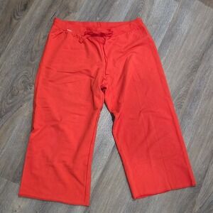 Speedo Womens Red French Terry Cropped Wide Leg Athletic Pants Size Medium